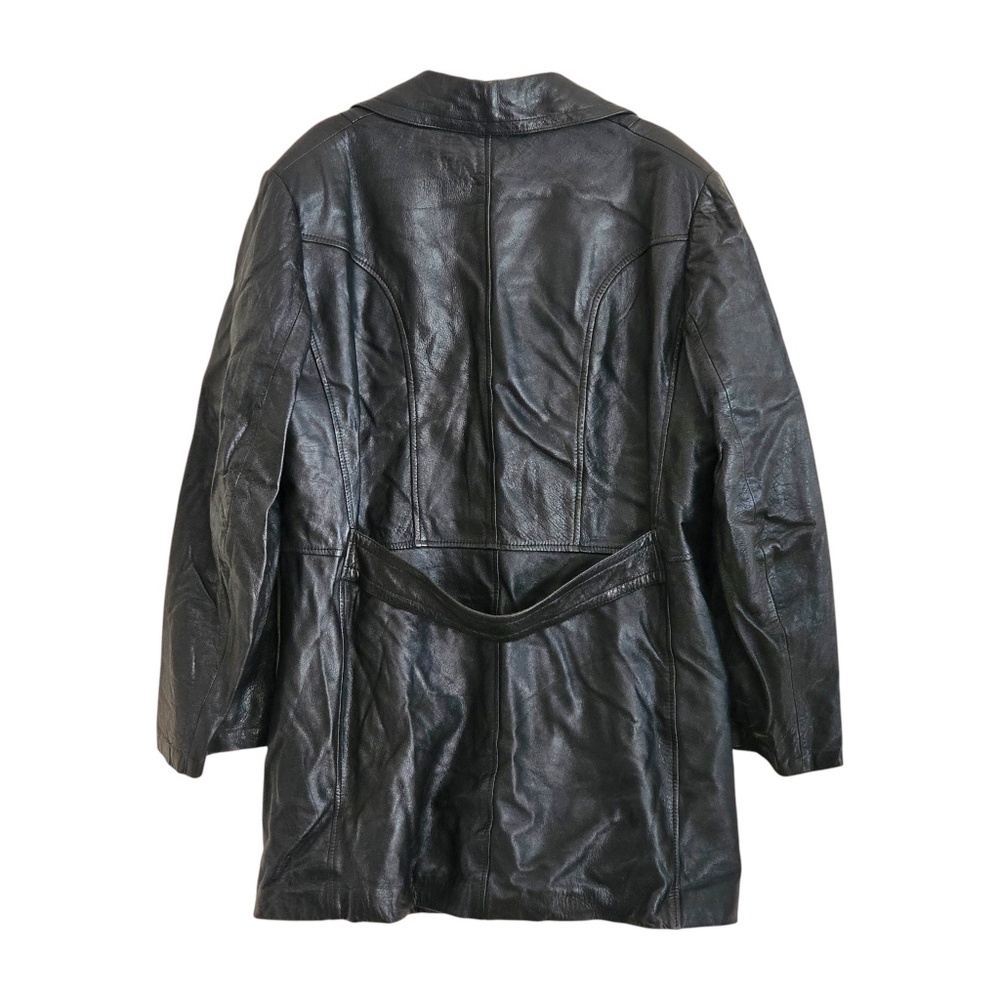 Vintage Black Double-Breasted Leather Coat – Men’s Size Large – Made in Italy - Picture 3 of 6